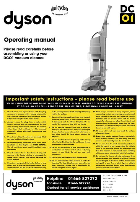 Do not use outdoors or on wet surfaces. . Dyson owners manual
